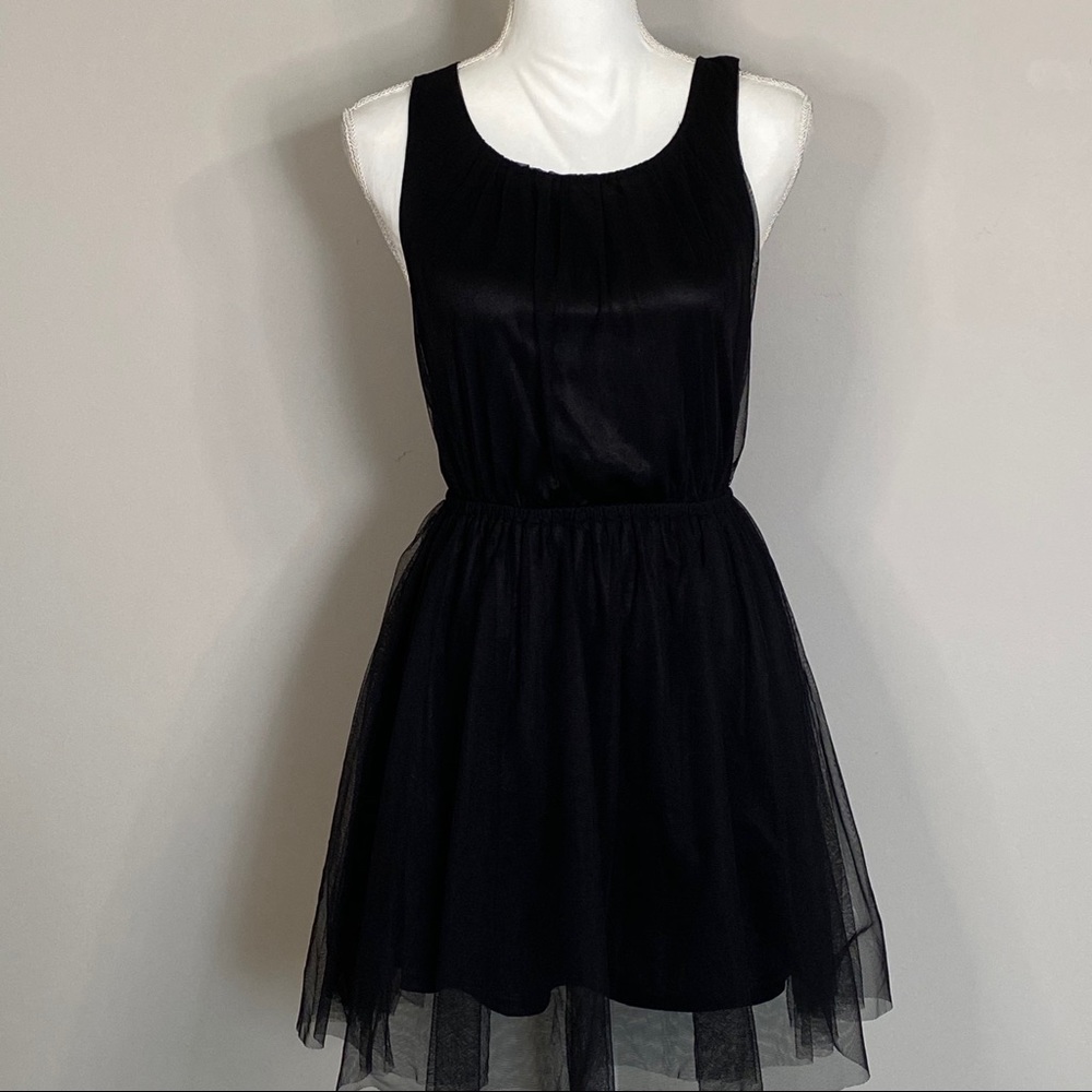 Divided Black Tulle Mini Tea Dress